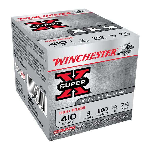 WINCHESTER Super-X .410Ga 3/4oz 3in #7.5 Lead Shot 25rd Box Shotshells (X413H7)