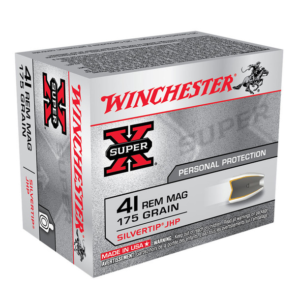 WINCHESTER Super-X .41 Rem Mag 175Gr Silvertip HP 20rd Box Ammo (X41MSTHP2)