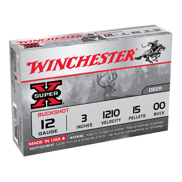 WINCHESTER Super-X 12Ga 3in 15 Pellets 00 Buck 5rd Box Shotshells (XB12300)