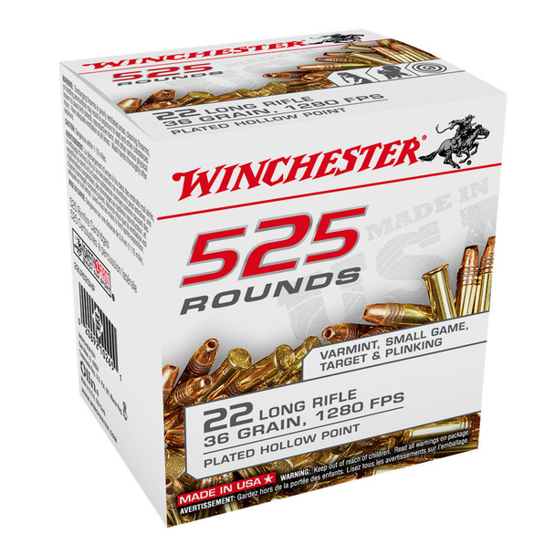 WINCHESTER .22LR 36Gr HP 525rd Box Ammo (22LR525HP)