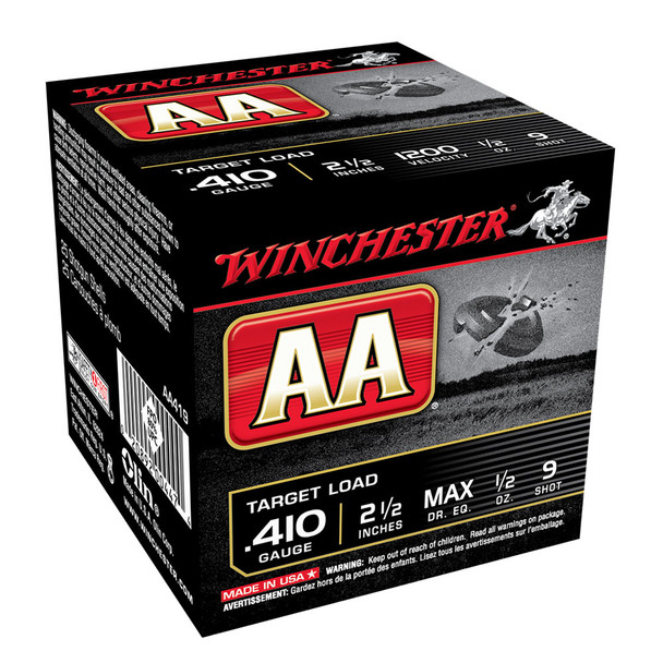 WINCHESTER AA .410Ga 1/2oz 2.5in #9 Lead Shot 25rd Box Shotshells (AA419)