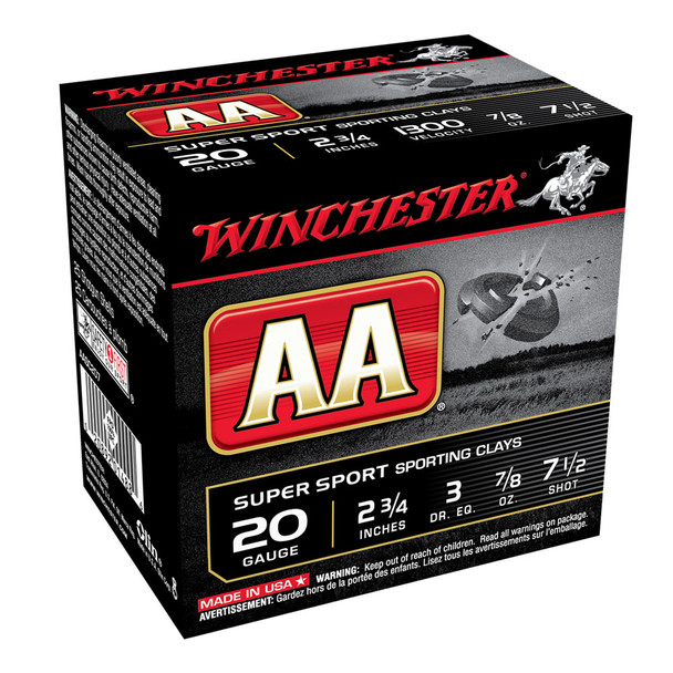 WINCHESTER AA 20Ga 7/8oz 2.75in #7.5 Lead Shot 25rd Box Shotshells (AASC207)