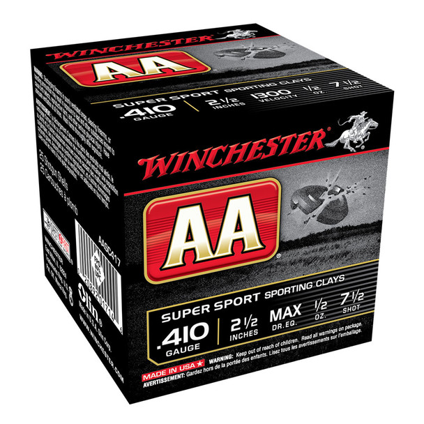 WINCHESTER AA .410Ga 1/2oz 2.5in #7.5 Lead Shot 25rd Box Shotshells (AASC417)