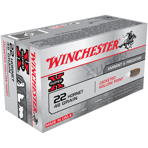 WINCHESTER Super-X 22 Hornet 46Gr Hollow Point 50rd Box Rifle Bullets (X22H2)