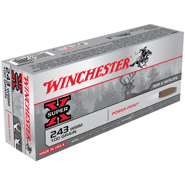 WINCHESTER Super-X 243 WSSM 100Gr PP 20rd Box Rifle Bullets (X243WSS)