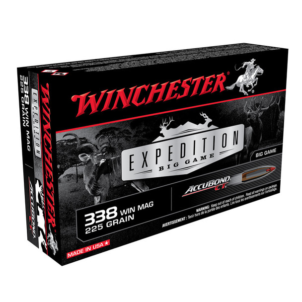 WINCHESTER Expedition Big Game .338 Win Mag 225Gr Accubond CT 20rd Box Rifle Ammo (S338CT)