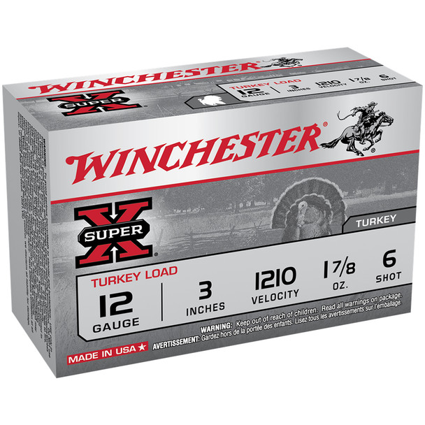 WINCHESTER Super-X Turkey 12Ga 3in #6 1.875oz 10rd Box Shotgun Shells (X123MT6)