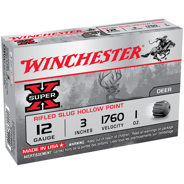 WINCHESTER Super-X 12Ga 3 1oz Slug 5rd Box Shotgun Shells (X123RS15)