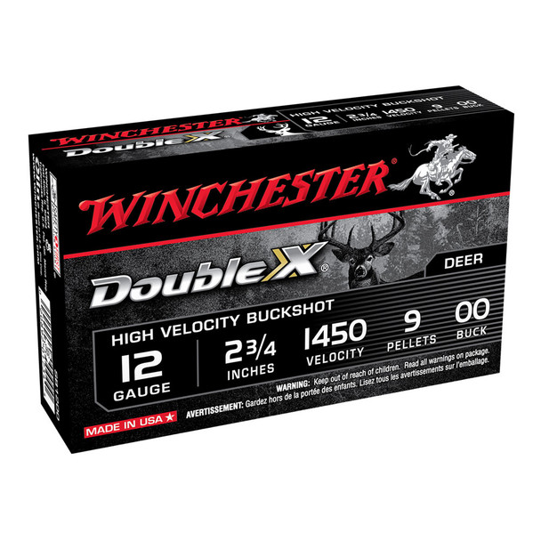 WINCHESTER Double X 12Ga 9 Pellets 2.75in 00 Buck 5rd Box Shotshells (SB1200)