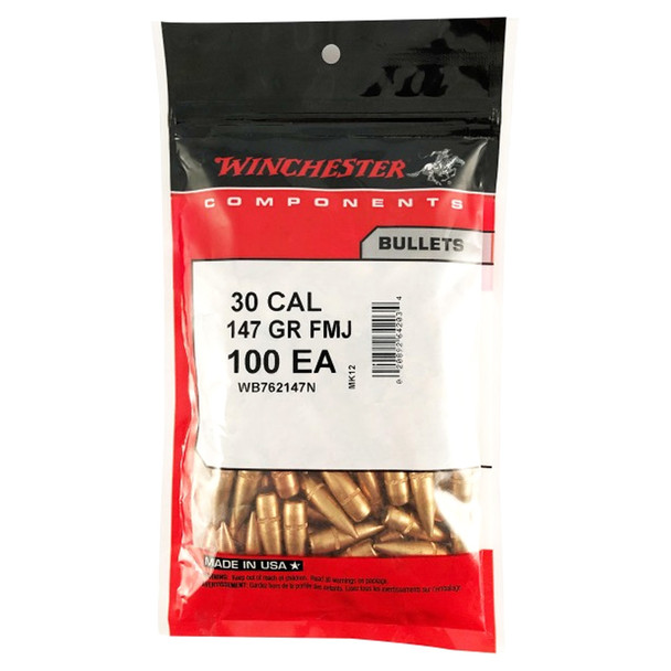 WINCHESTER AMMO 30 Cal 147Gr FMJ NATO Rifle Bullets (WB762147N)