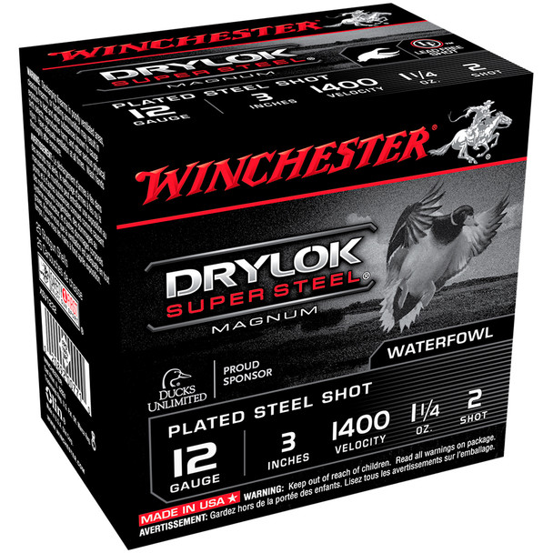 WINCHESTER AMMO DryLok Super Steel 12Ga 3in 25rd Box Shotgun Shells (XSV1232)