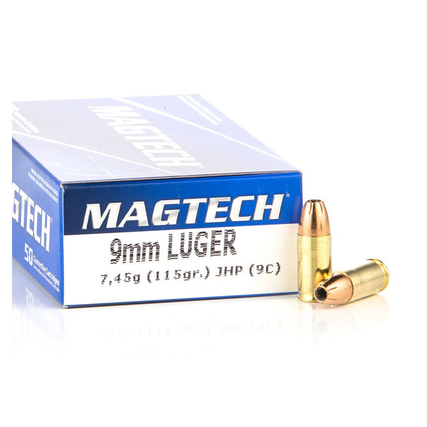 MAGTECH 9mm 115 Grain JHP Ammo, 50 Round Box (9C)