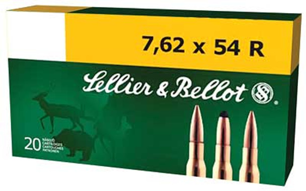 SELLIER & BELLOT 7.62x54mmR 180 Grain FMJ Ammo, 20 Round Box (SB76254RA)