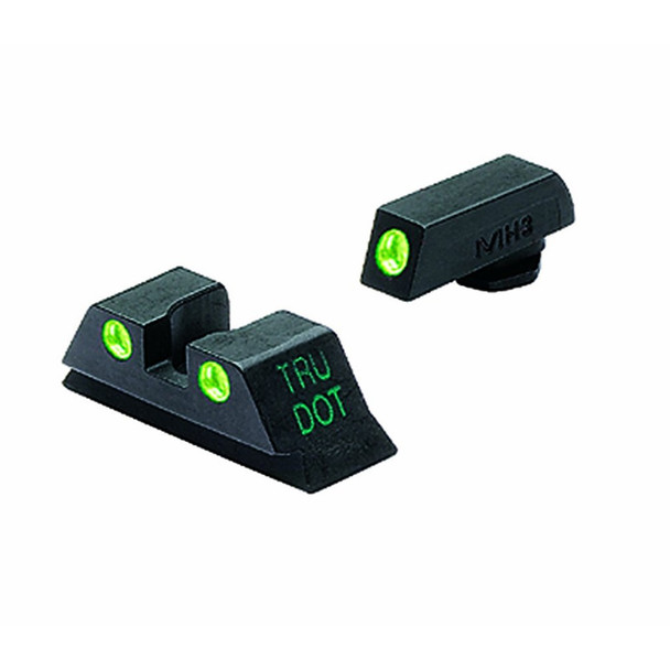 MEPROLIGHT Tru-Dot Tritium Fiber Optic Green,Green Front & Rear Iron Sight for Glock 20,21,29,30 (ML10222)