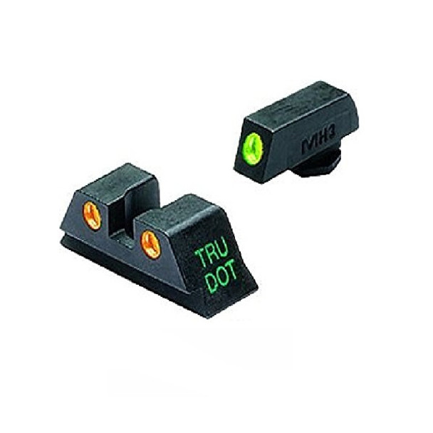 MEPROLIGHT Tru-Dot Tritium Fiber Optic Green,Orange Front & Rear Iron Sight for Glock 20,21,29,30 (ML10222O)