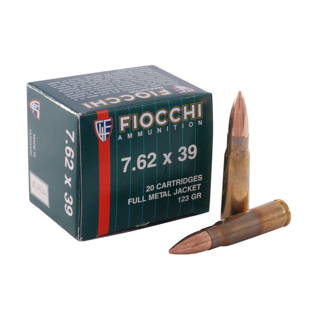 FIOCCHI 7.62X39mm 124 Grain FMJ Ammo, 20 Round Box (762SOVA)