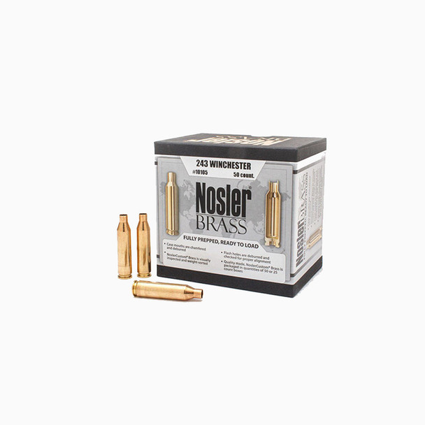NOSLER Custom .243 Win Unprimed Brass Cases (10105)
