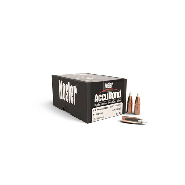 NOSLER AccuBond 6.8mm .277" 110Gr Spitzer 50rd Box Bullets (54382)