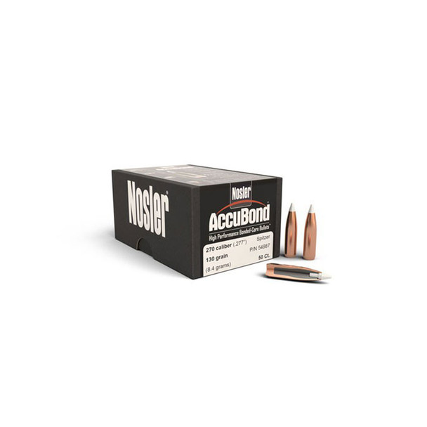 NOSLER AccuBond .270 Caliber .277" 130Gr Spitzer 50rd Box Bullets (54987)