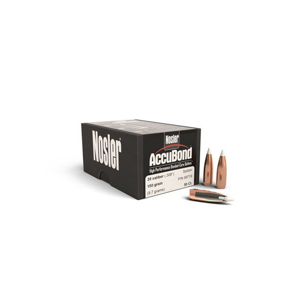 NOSLER AccuBond .30 Caliber .308" 150Gr Spitzer 50rd Box Bullets (56719)