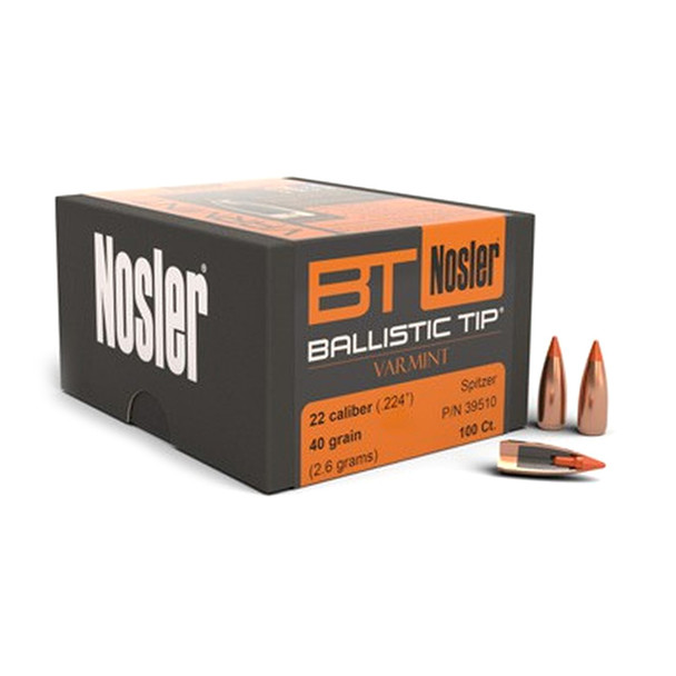 NOSLER 22 Caliber 40gr Ballistic Tip 100/Box Varmint Bullet (39510)
