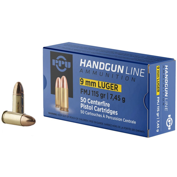 PPU PPH9F1 9mm Luger 115gr FMJ 50 Bx/ 20 Cs Bullets (PPH9F1)