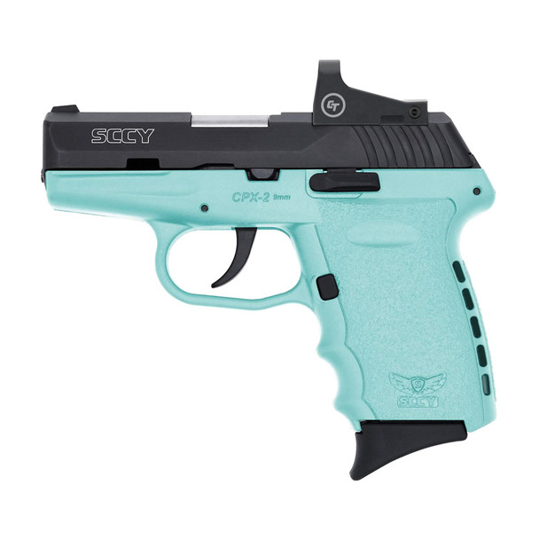 SCCY CPX-2 RD 9mm Luger 3.10in 10+1rd NMS CTS-1500 Red Dot Robin Egg Blue Grip Pistol (CPX-2CBSBRDE)