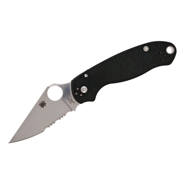 SPYDERCO Para 3 2.95in Plain/Serrated Edge Black Folding Knife (C223GPS)