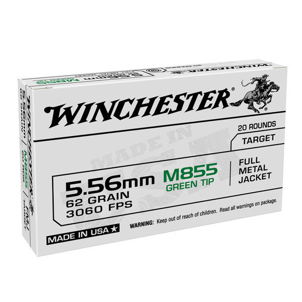 WINCHESTER AMMO USA 5.56x45mm NATO 62gr FMJLC 20 Bx/50 Cs Rifle Ammo (USA855K)