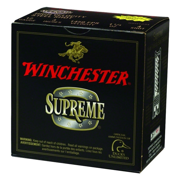 WINCHESTER Drylok High Velocity 12Ga 3in #4 1 1/4 oz Shotshell Ammo 25 Round Box (SSH1234)