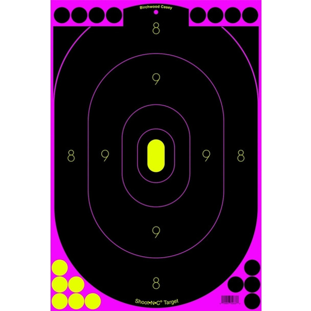 BIRCHWOOD CASEY Shoot-N-C 12x18in 5 Pink Silhouette Targets, 90 Pasters (34635)