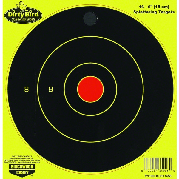 BIRCHWOOD CASEY Dirty Bird 6in Yellow Round Targets, 16-Pack (35906)