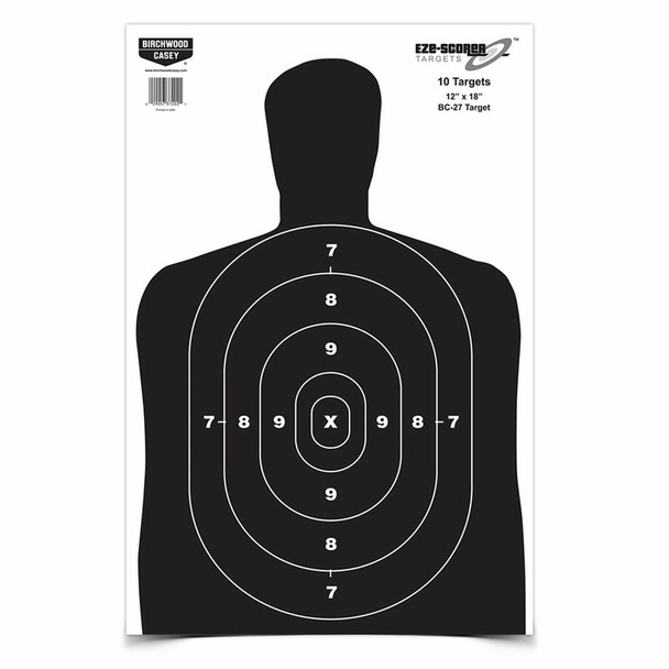 BIRCHWOOD CASEY Eze-Scorer 12x18in BC-27 Targets, 100-Pack (37005)