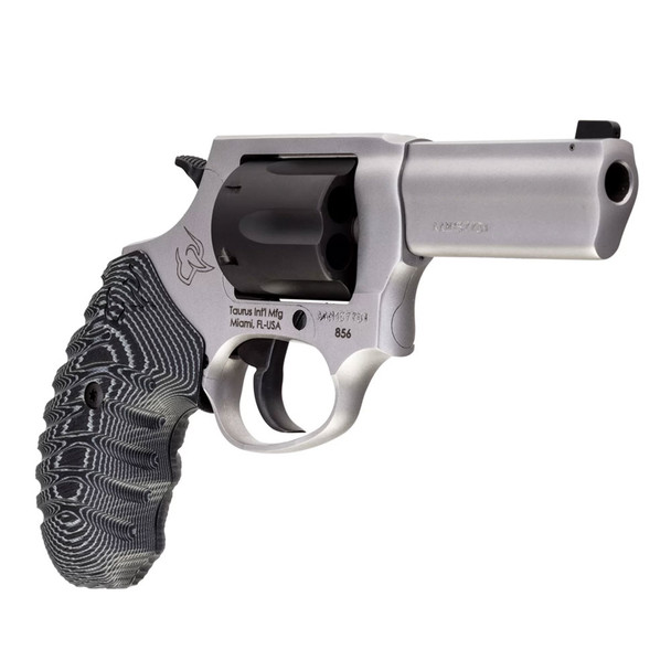TAURUS Defender 856 38 Spl+P 3in 6rd VZ Black/Gray Grip Matte Stainless Revolver (2-85635NSVZ)