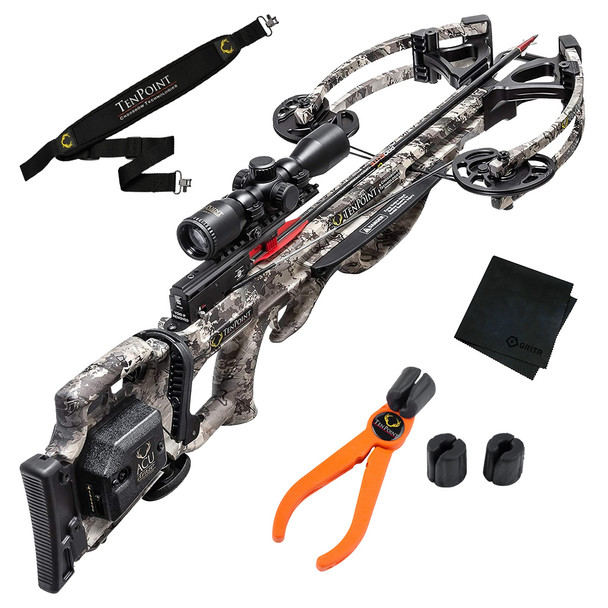 TENPOINT Titan M1 ACUdraw/Pro-View Scope TrueTimber Viper Package With Neoprene Sling /Arrow Puller /Microfiber Cleaning Cloth Crossbow (TITM1ACU+SLING+PULLER+GRITMF)