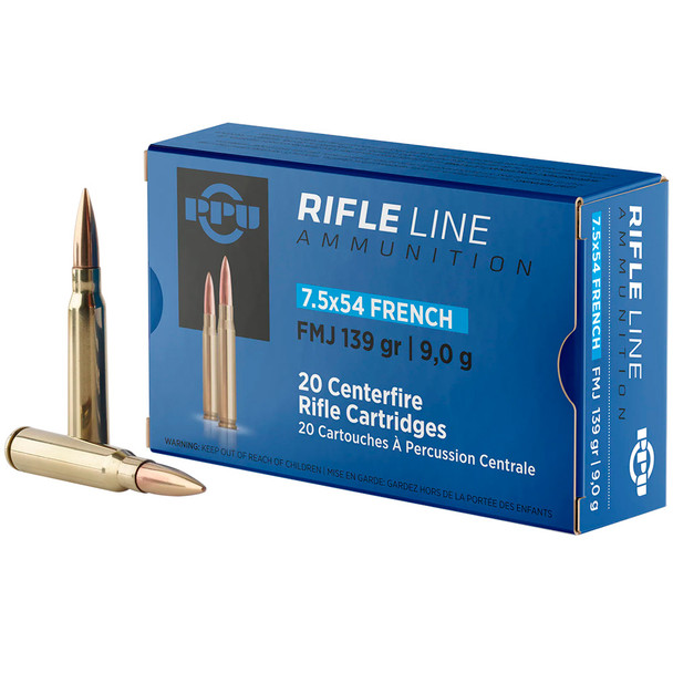 PPU Metric Rifle 7.5x54 French 139gr FMJ 20 Bx/10 Cs Ammo (PP7F)