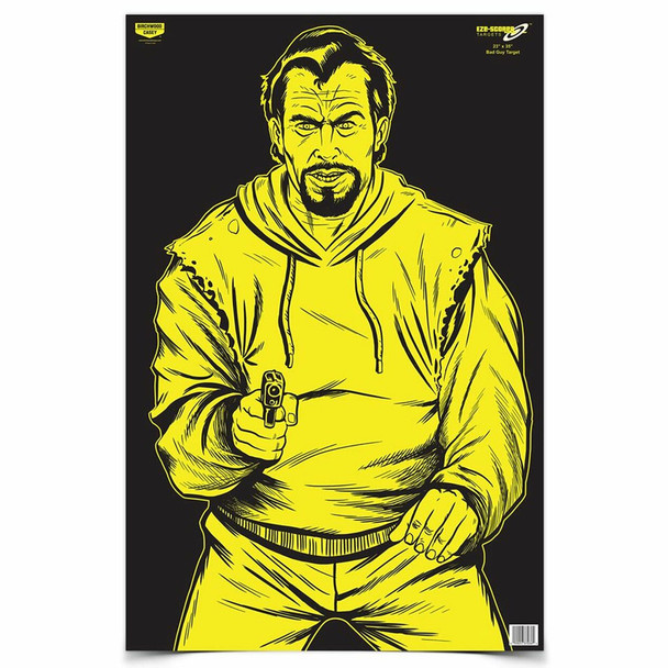 BIRCHWOOD CASEY Eze-Scorer 23x35in BC Bad Guy Black/Yellow Target, 5-Pack (37035)