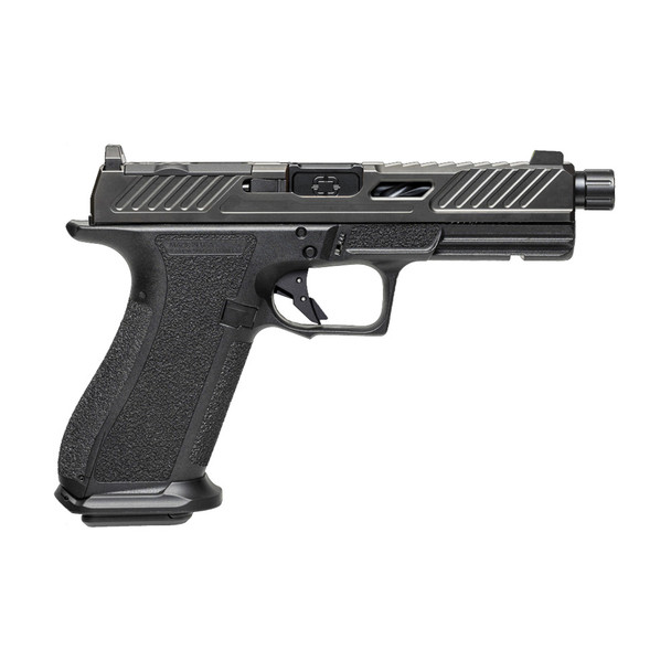 SHADOW SYSTEMS DR920 Elite 9mm 5in Spiral Threaded Barrel Black SS Rod Green Tritium Black Frame Pistol (SS-2010)