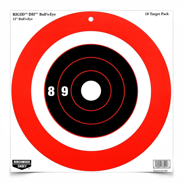 BIRCHWOOD CASEY Rigid 12in Bull's-Eye DH Target, 10-Pack (37211)