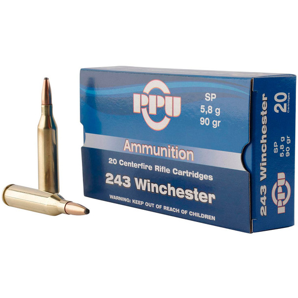 PPU Standard Rifle 243 Win 90gr 20 Bx/10cs Soft Point Ammo (PP2431)