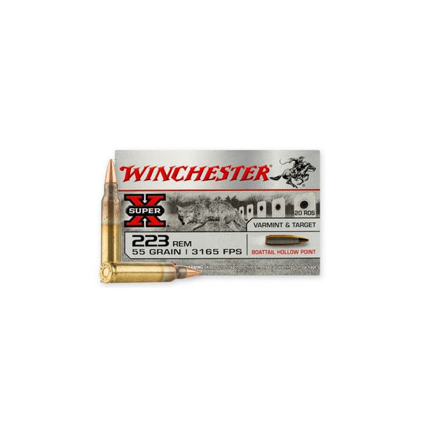 WINCHESTER AMMO Super-X .223 Rem 55Gr HPBT 20rd Box Rifle Ammo (W223HP55)