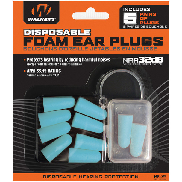 WALKER'S GAME EAR 10pk Blister Teal Foam Ear Plugs (GWP-FP5PK-TL)