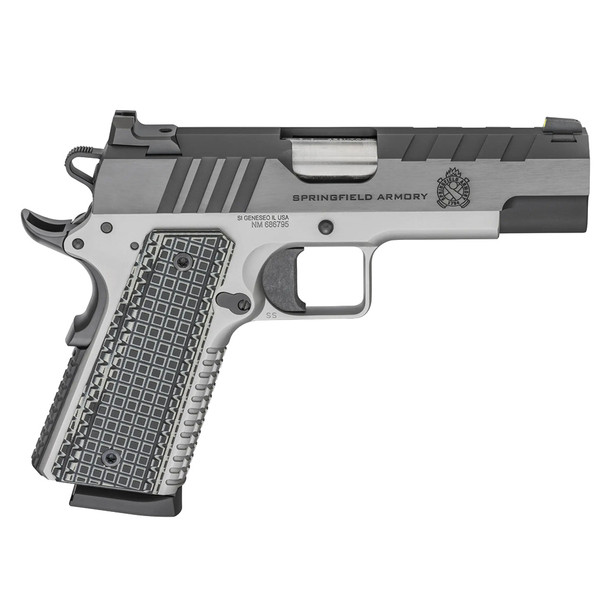SPRINGFIELD ARMORY 1911 Emissary 45 ACP 4.25in 2x 8rd Mags Blued/Stainless Pistol with VZ Thin-Line G10 Grips (PX9218L)