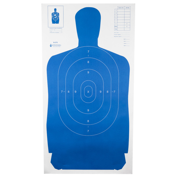 Action Target B-27S Standard Target, Full Size Blue Silhouette, 24"x45", 100 Per Box B-27SBLUE-100