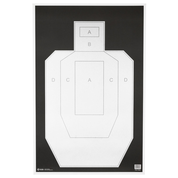 Action Target IPSC/PBKB, Unofficial IPSC Practice Target, High Visibility Black Background On White Paper, 23"x35", 100 Per Box IPSC-PBKB-100