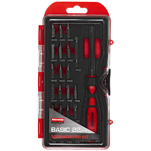 Birchwood Casey Basic Screwdriver Set, 22 Piece Kit, Red BC-BSDS