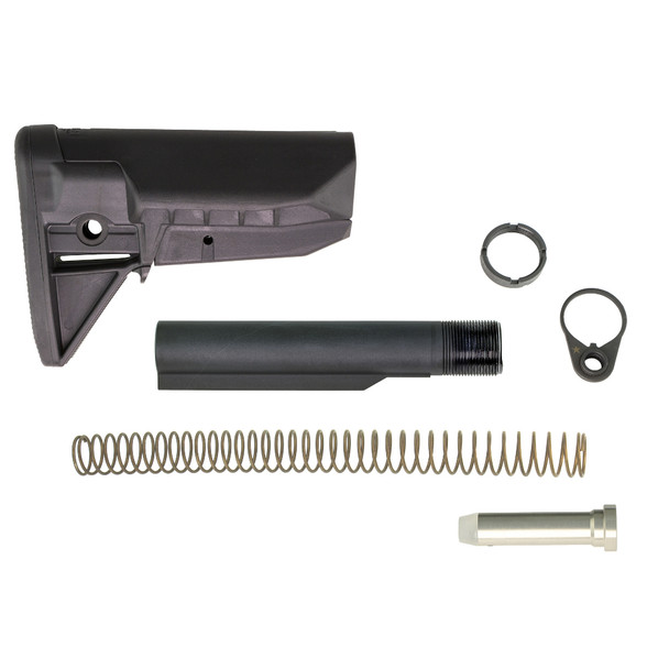 Bravo Company BCMGUNFIGHTER Mod 0 Stock Kit, SOPMOD (Widebody), Receiver Extension, Quick Detach End Plate, Lock Nut Action Spring, Carbine Buffer, Black BCM-GFSK-MOD0-SPMD-BLK