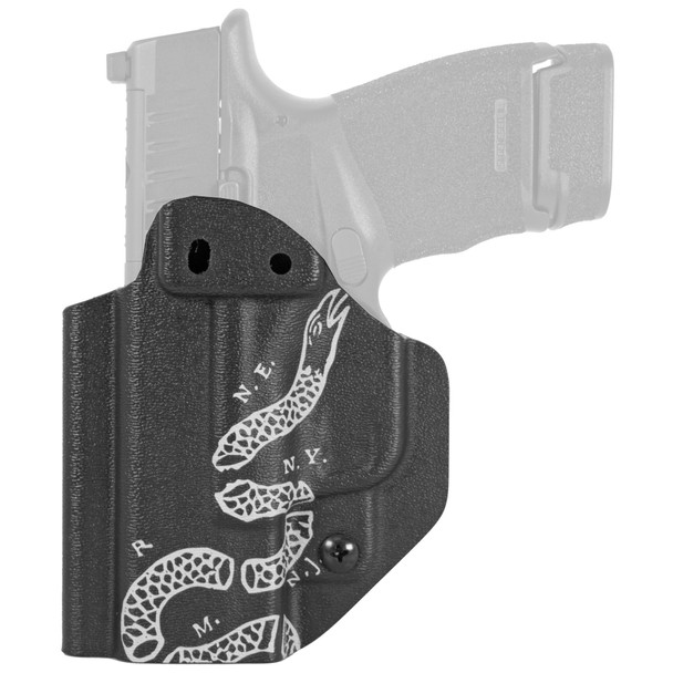 Mission First Tactical Inside Waistband Holster, Ambidextrous, Black, "Join or Die", Fits Springfield Hellcat, Kydex, Includes 1.5" Belt Attachment HSFHCAIWBA-JD