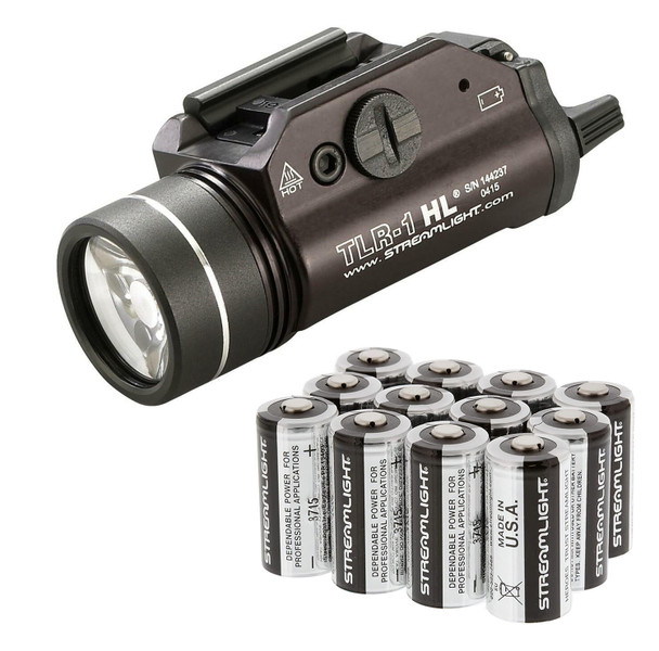 STREAMLIGHT TLR-1 HL 1000 Lumens Earless Screw Tactical Weapon Light with 12 Lithium Batteries (69264-85177-BUNDLE)