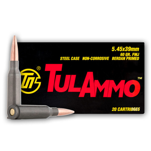 TULAMMO Steel Cased 5.45x39mm 60 Grain FMJ Ammo, 20 Round Box (TA545390)